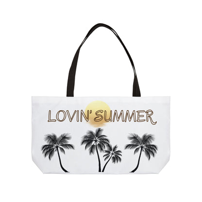 Weekender Tote Bag — "Lovin' Summer" Palm Tree Beach Tote