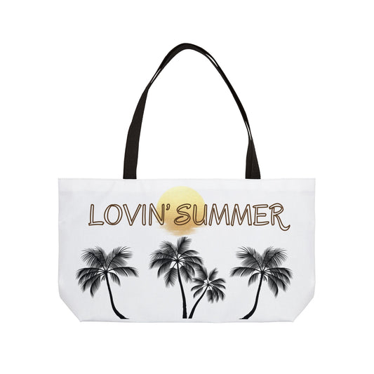 Weekender Tote Bag — "Lovin' Summer" Palm Tree Beach Tote
