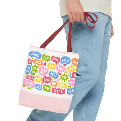 Speech Bubble Pattern Tote Bag — Colorful Cute Chat Word Art Tote
