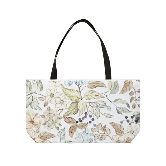 Floral Weekender Tote Bag — Watercolor Botanical Travel Bag