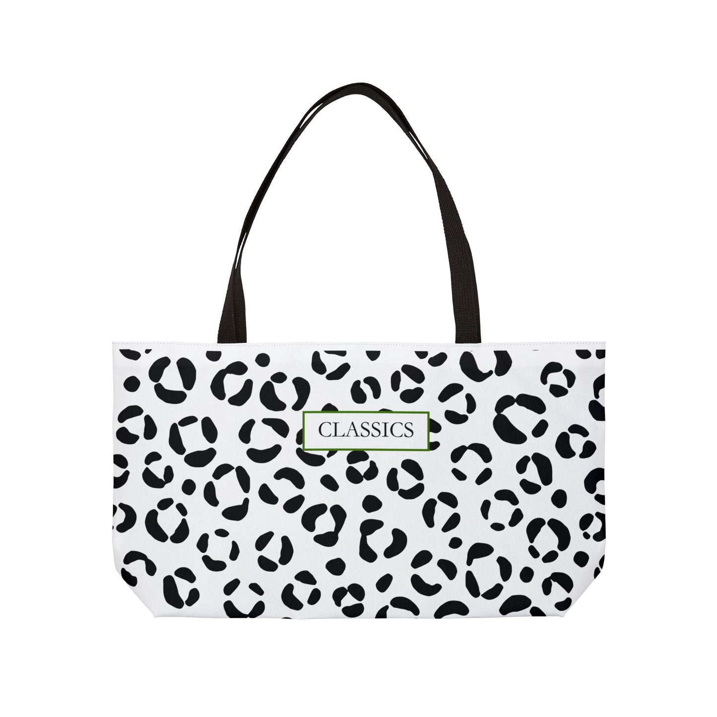Classic Leopard Weekender Tote Bag — Black & White Animal Print Travel Bag