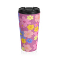 Floral Spring Stainless Steel Travel Mug – Pink, Yellow & Blue Flower Pattern
