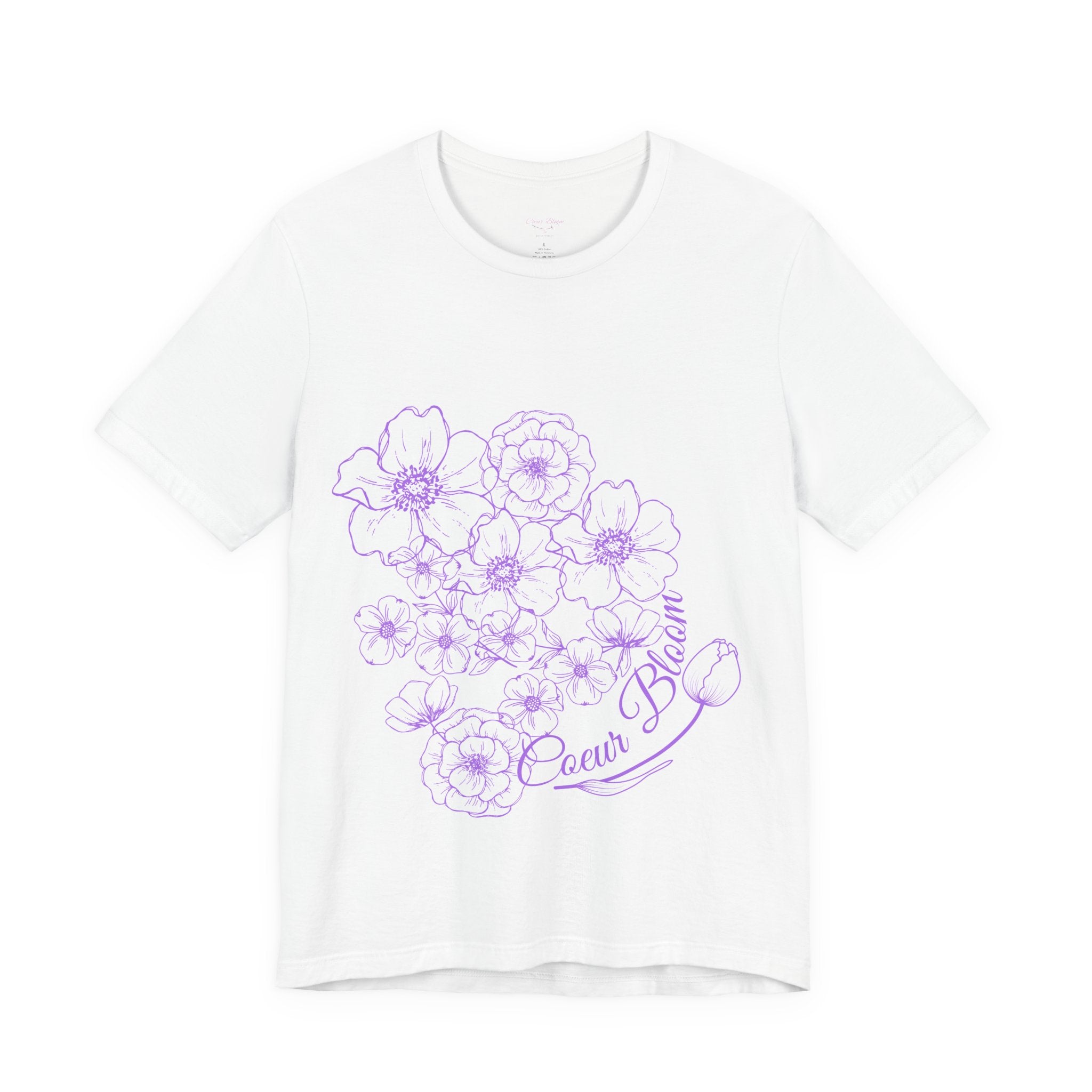 Floral "Coeur Bloom" Tee — Lavender Line Art Flower T-Shirt