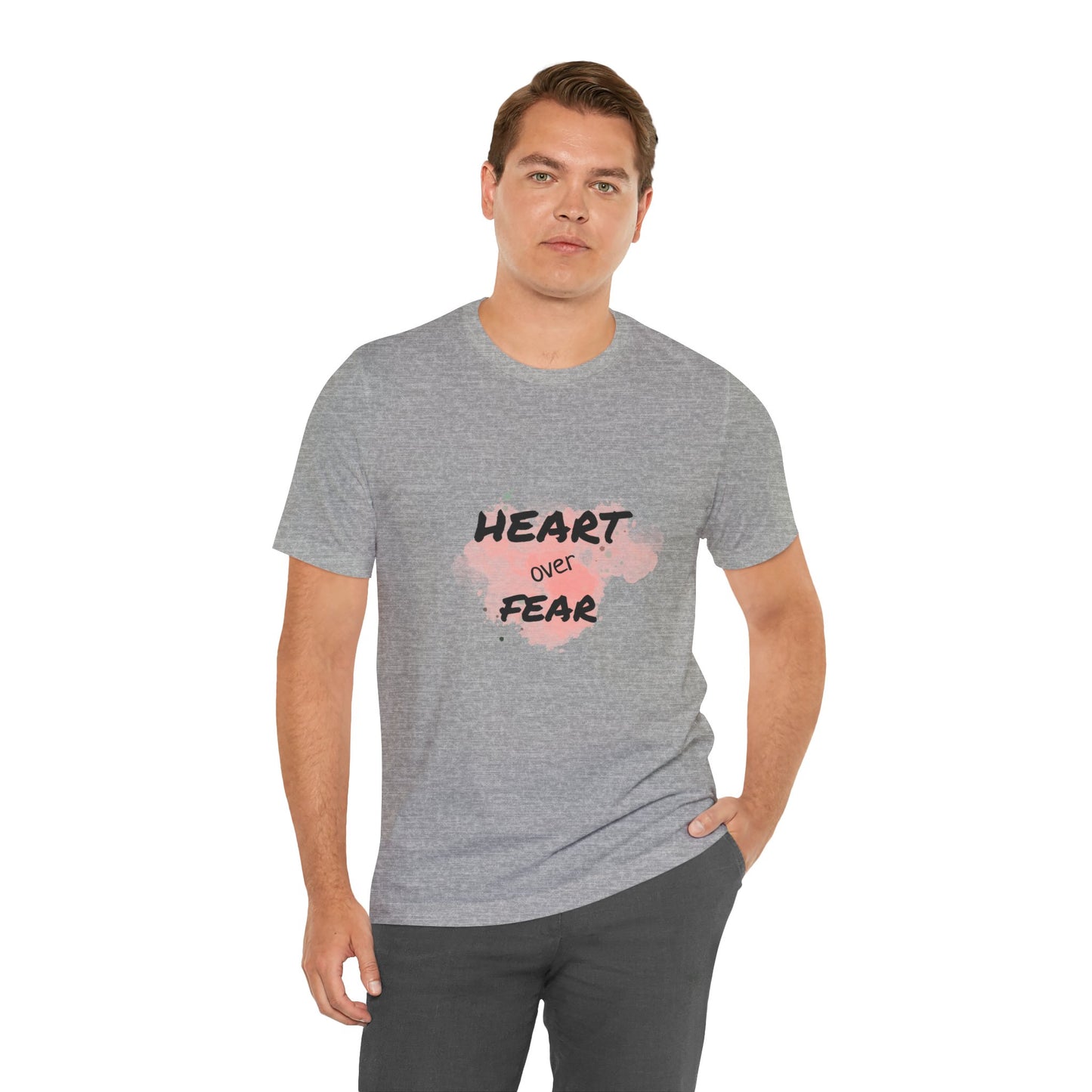 Heart Over Fear T‑Shirt — Inspirational Pink Watercolor Graphic Tee