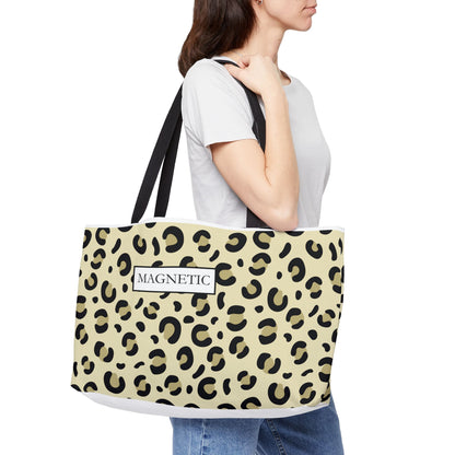 Leopard Print Weekender Tote Bag — 'MAGNETIC' Chic Travel Carryall