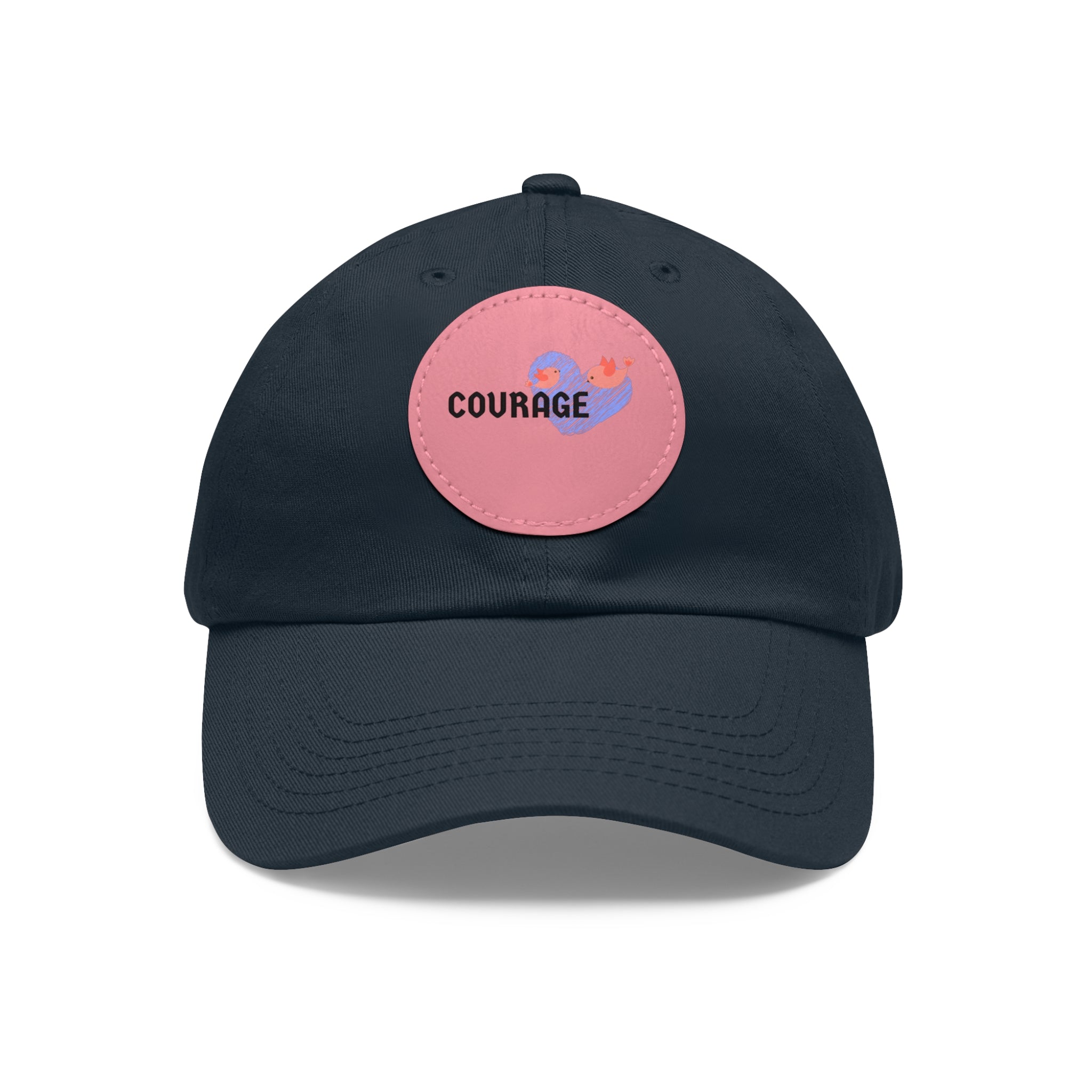 Courage Leather Patch Dad Hat — Inspirational Embroidered Whale Design