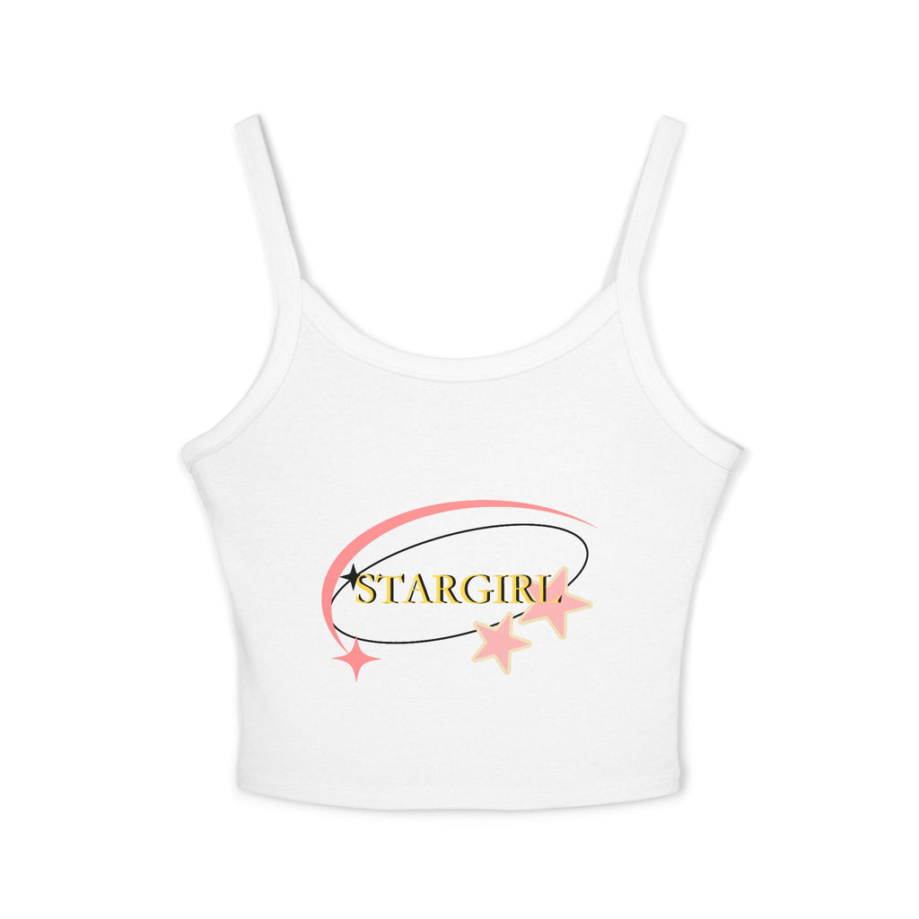Stargirl Crop Tank Top — Pink Star Swirl Women's Spaghetti Strap