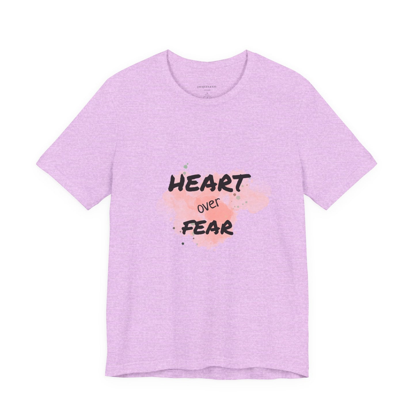 Heart Over Fear T‑Shirt — Inspirational Pink Watercolor Graphic Tee