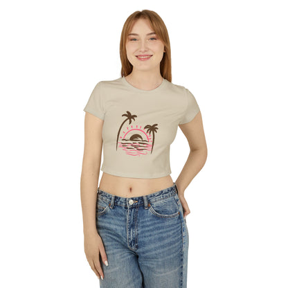 Sunset Palm Crop Tee — Women's Tropical Beach Graphic