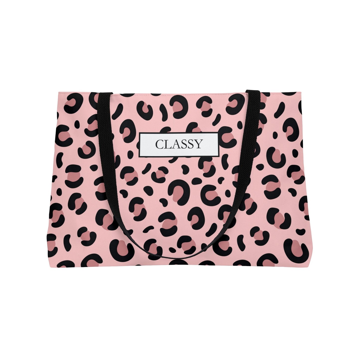 Classy Pink Leopard Weekender Tote Bag — Stylish Animal Print Travel Tote
