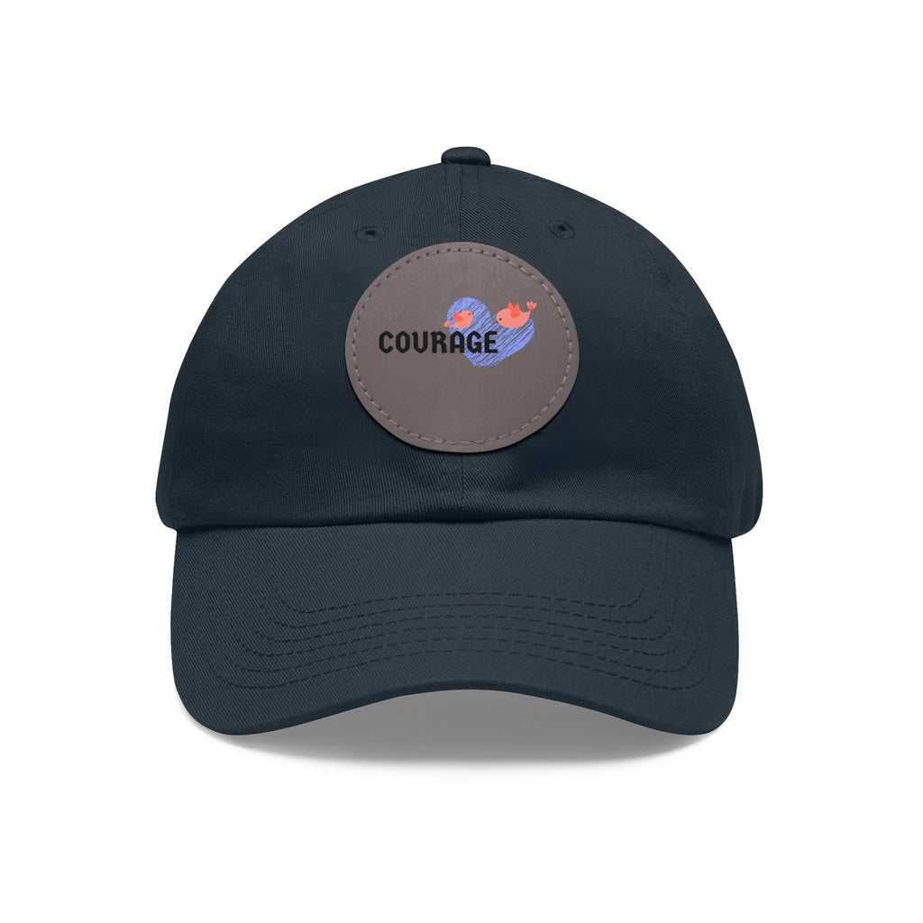 Courage Leather Patch Dad Hat — Inspirational Embroidered Whale Design