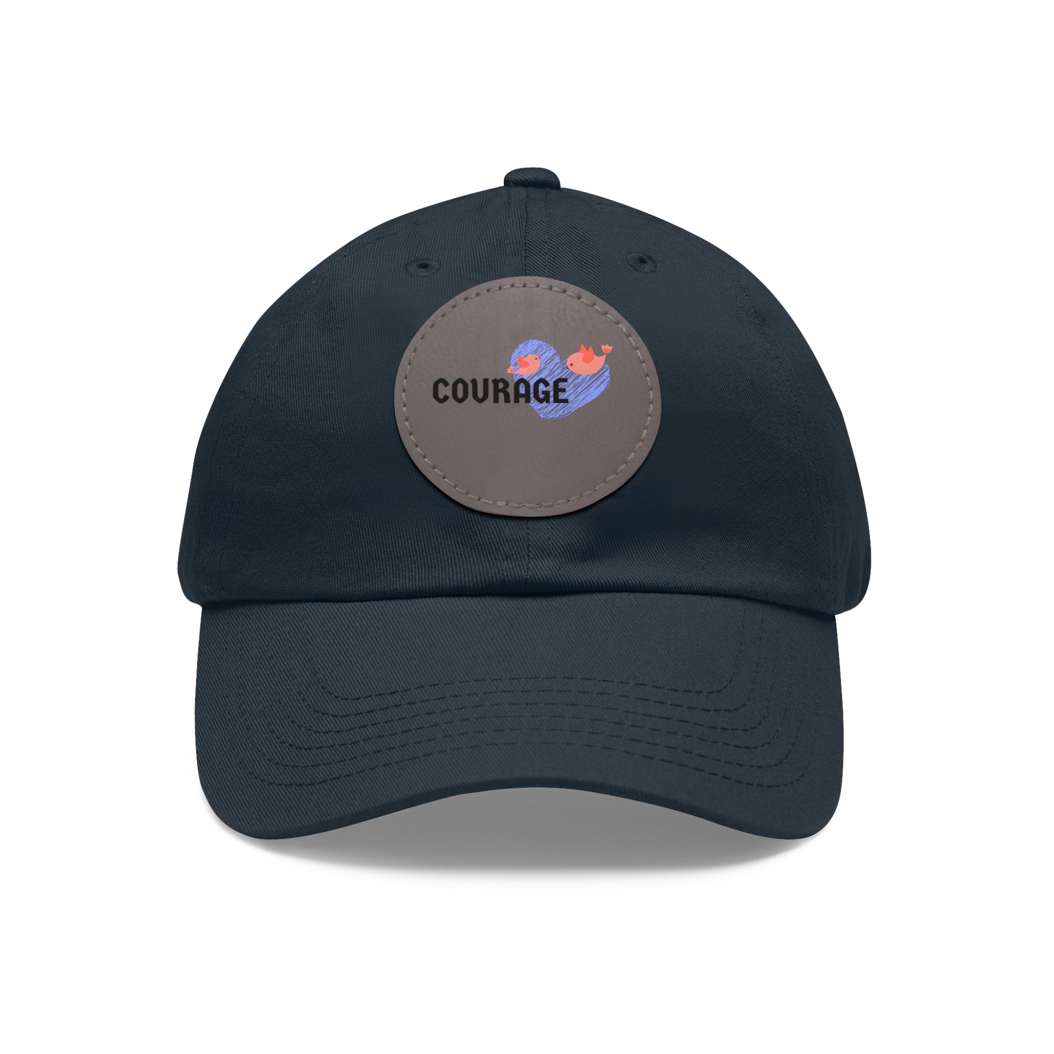 Courage Leather Patch Dad Hat — Inspirational Embroidered Whale Design