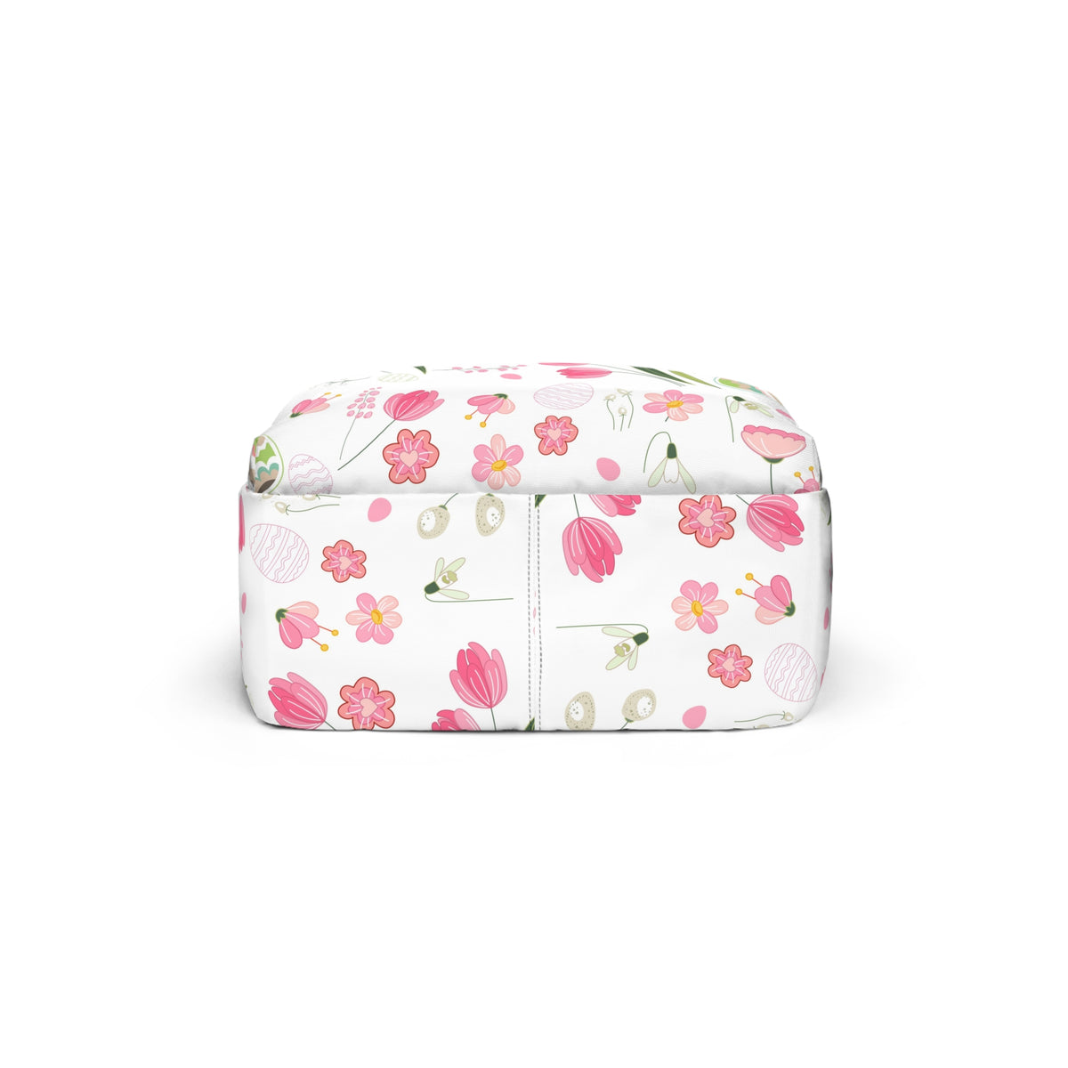 Spring Floral Bird Backpack — Cute Pink Tulip & Easter Egg Pattern