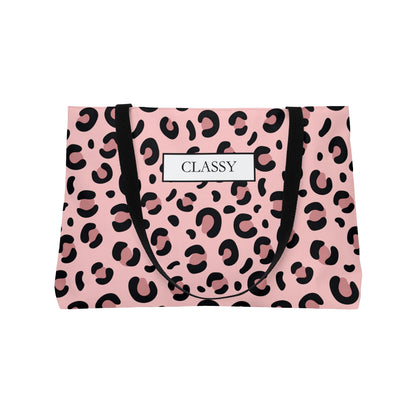 Classy Pink Leopard Weekender Tote Bag — Stylish Animal Print Travel Tote