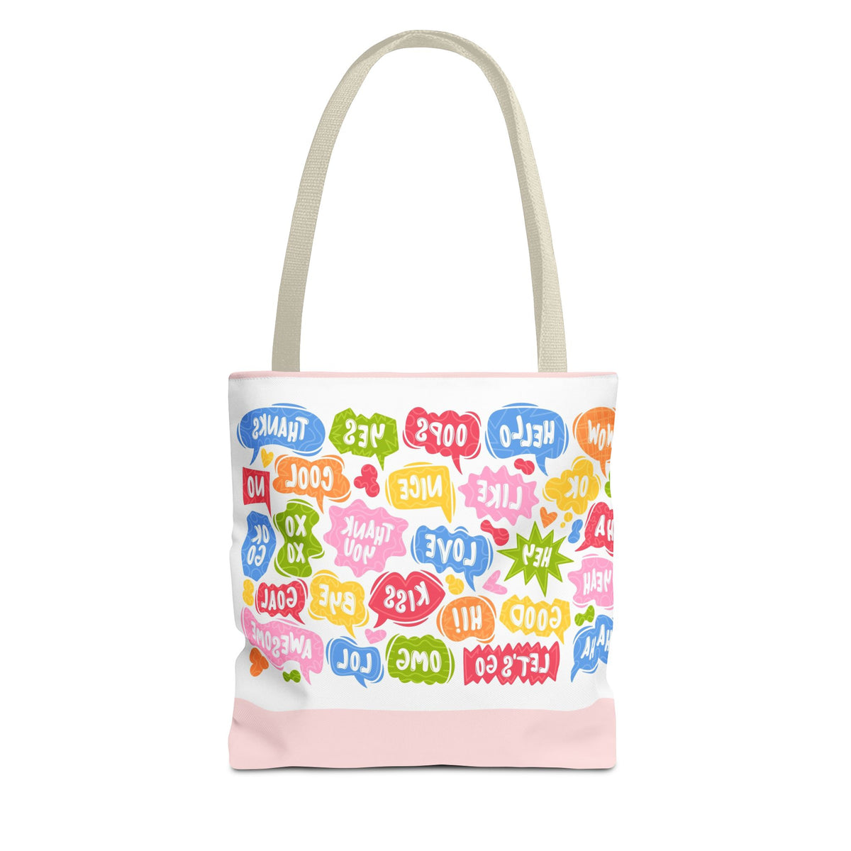 Speech Bubble Pattern Tote Bag — Colorful Cute Chat Word Art Tote