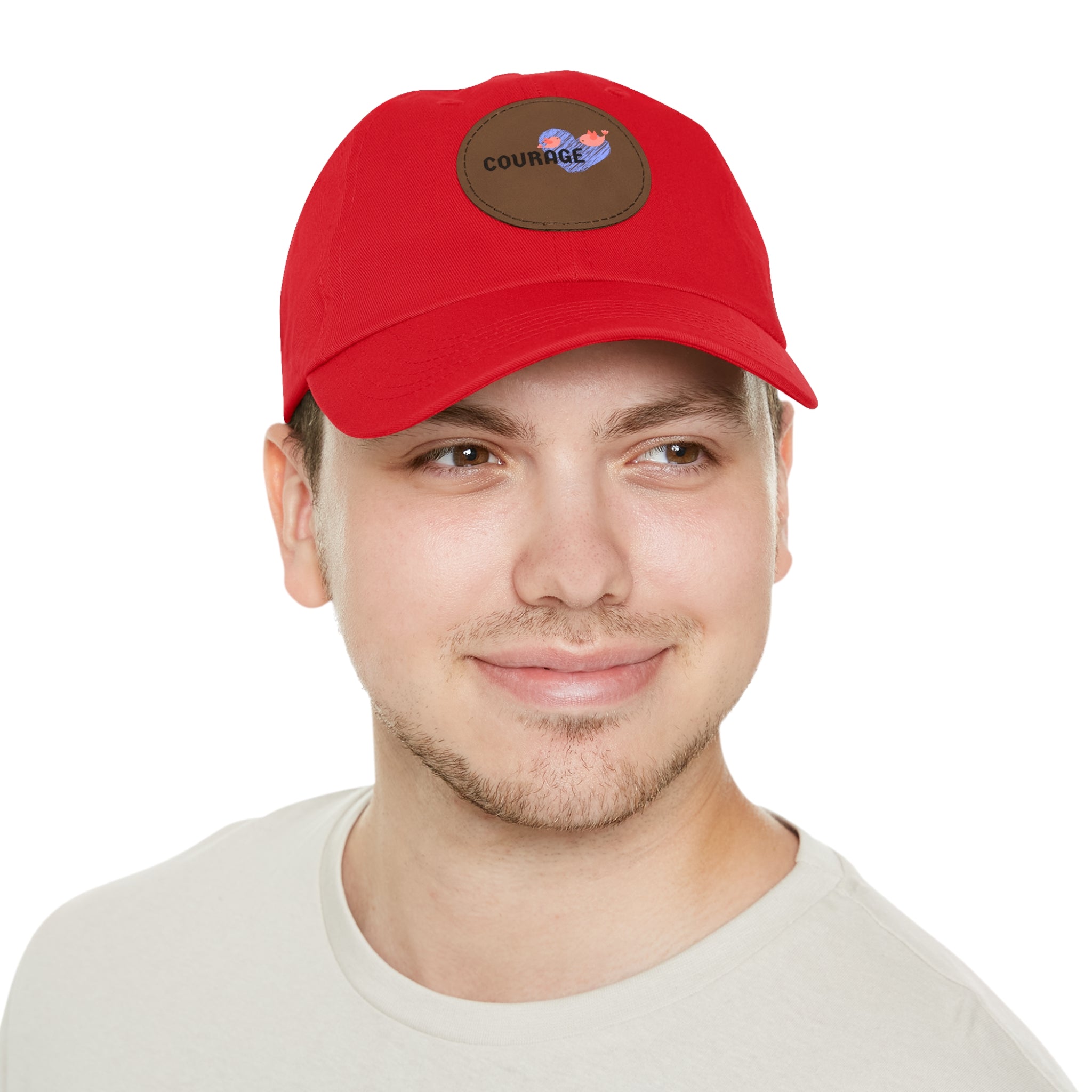 Courage Leather Patch Dad Hat — Inspirational Embroidered Whale Design
