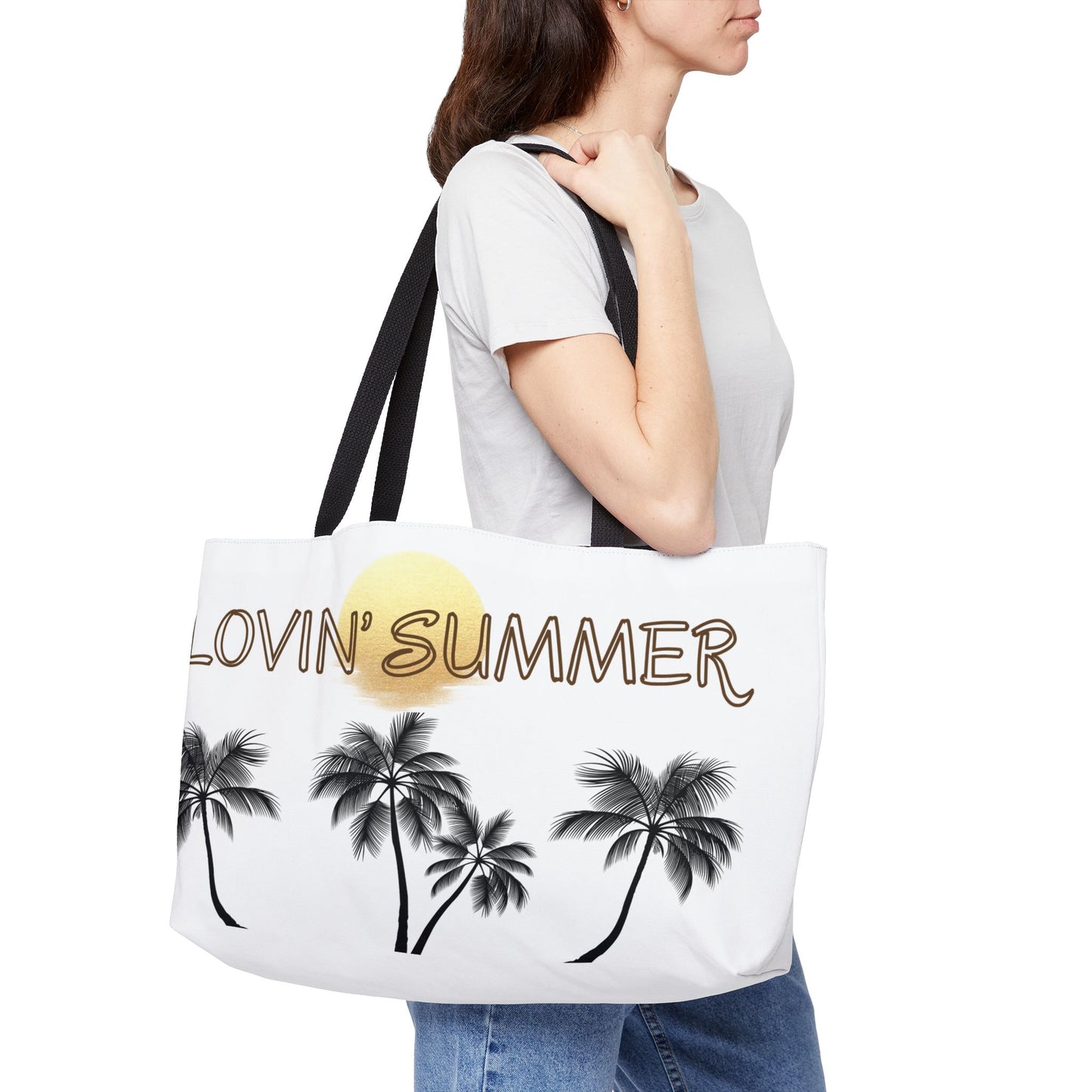 Weekender Tote Bag — "Lovin' Summer" Palm Tree Beach Tote