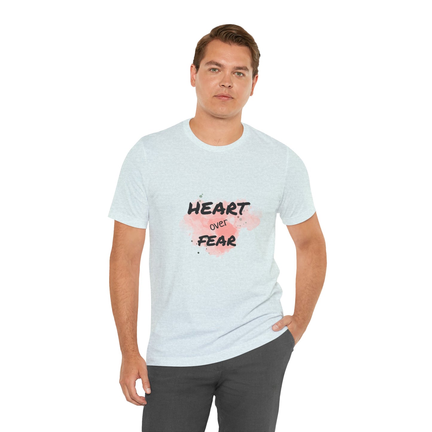 Heart Over Fear T‑Shirt — Inspirational Pink Watercolor Graphic Tee