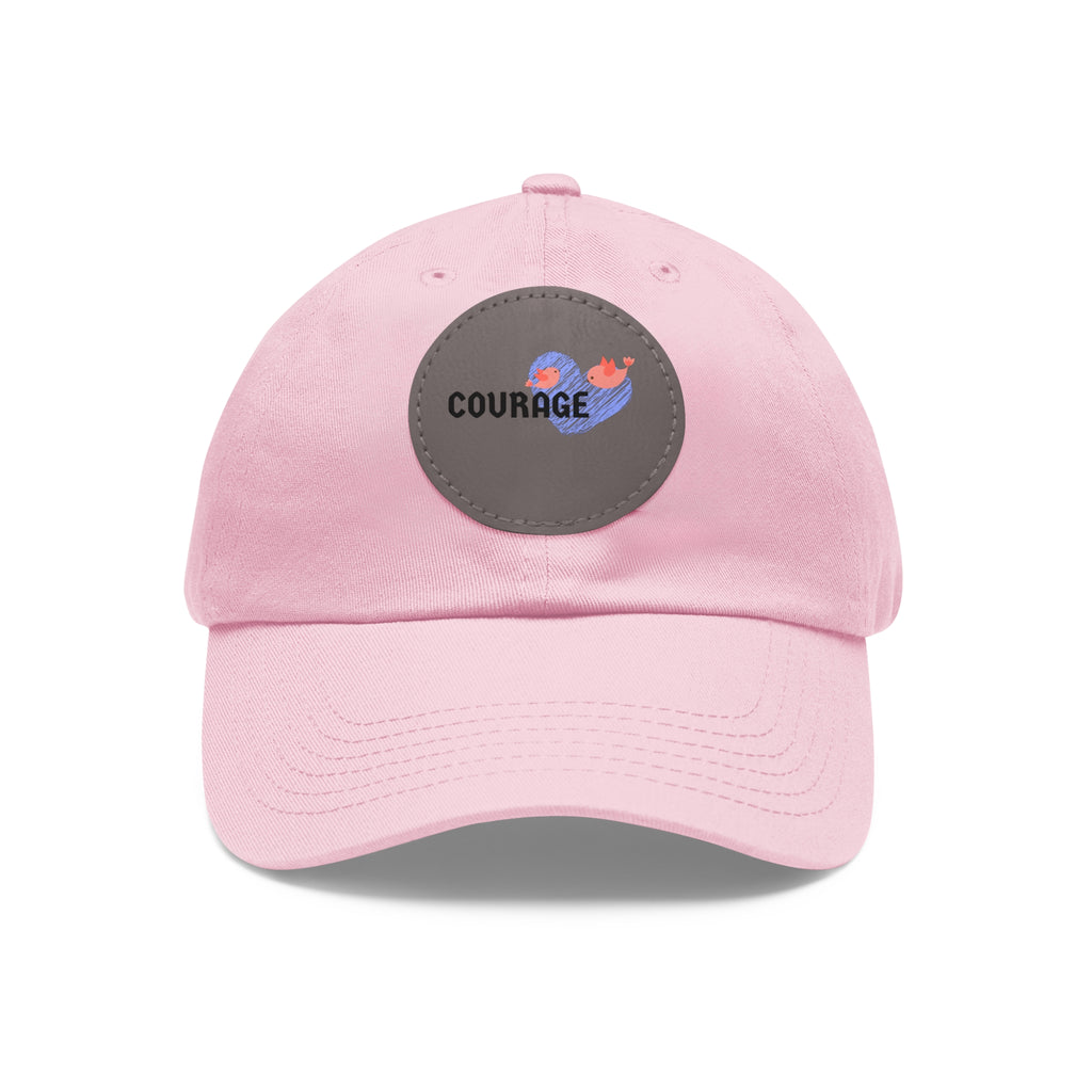 Courage Leather Patch Dad Hat — Inspirational Embroidered Whale Design