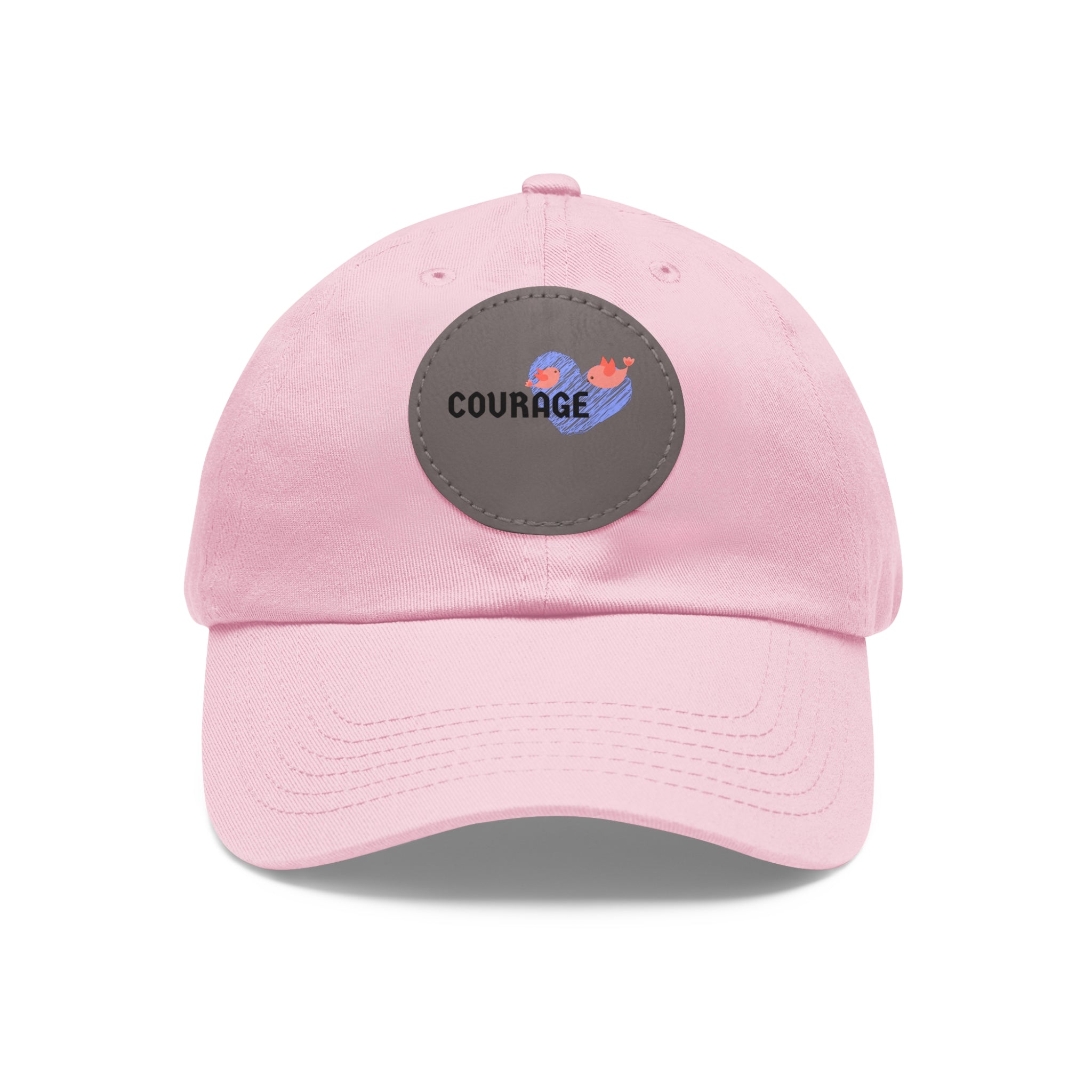 Courage Leather Patch Dad Hat — Inspirational Embroidered Whale Design