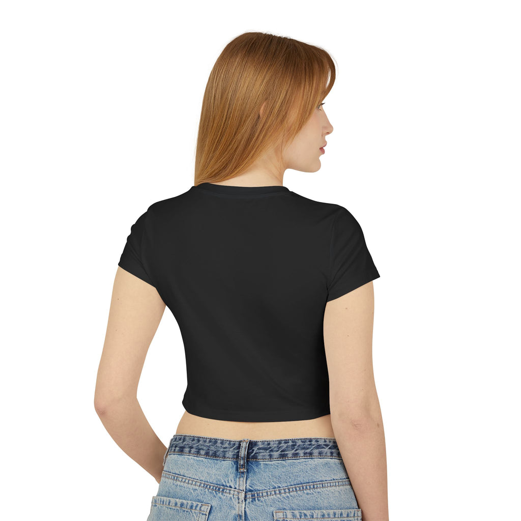 Cherry Bow Crop Tee — Cute Pink Watercolor Fruit Graphic Women's Baby Tee