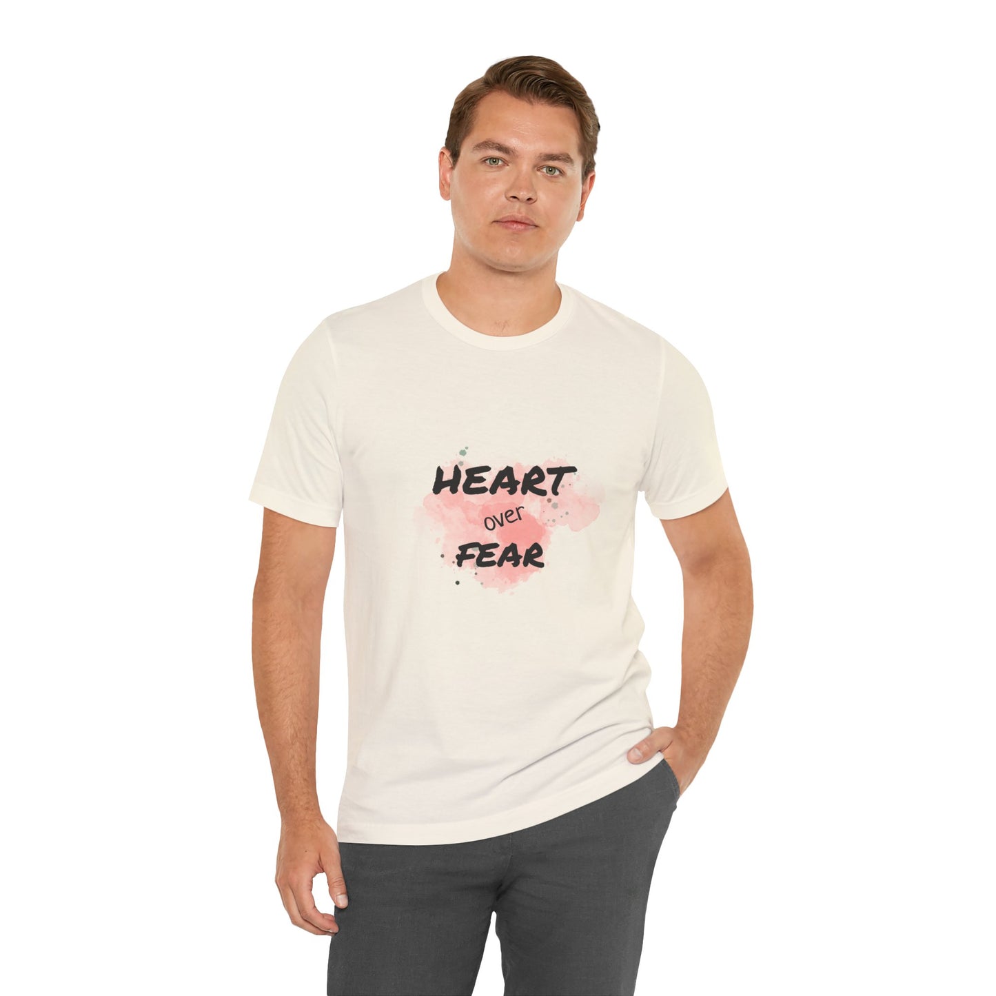 Heart Over Fear T‑Shirt — Inspirational Pink Watercolor Graphic Tee