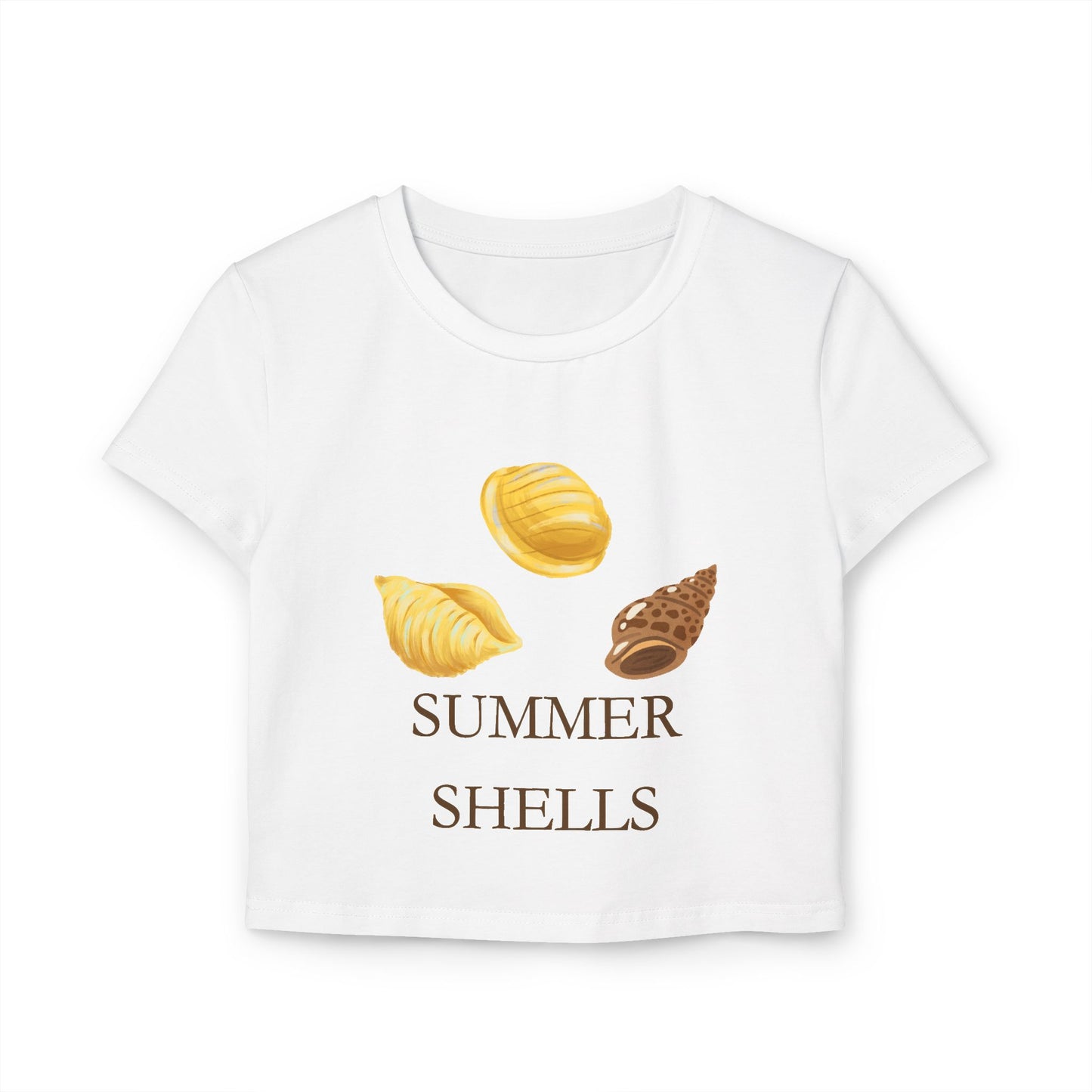 Summer Shells Women's Baby Tee — Beachy Seashell Graphic Crop Top