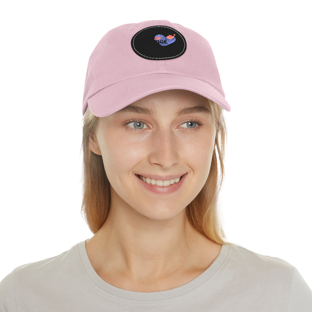 Courage Leather Patch Dad Hat — Inspirational Embroidered Whale Design