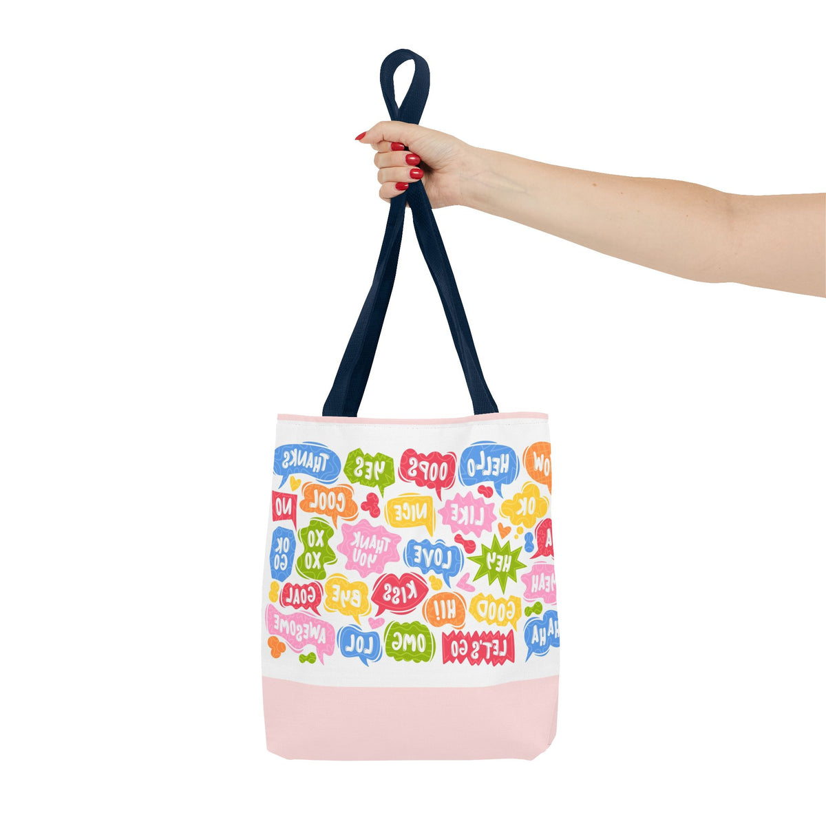 Speech Bubble Pattern Tote Bag — Colorful Cute Chat Word Art Tote