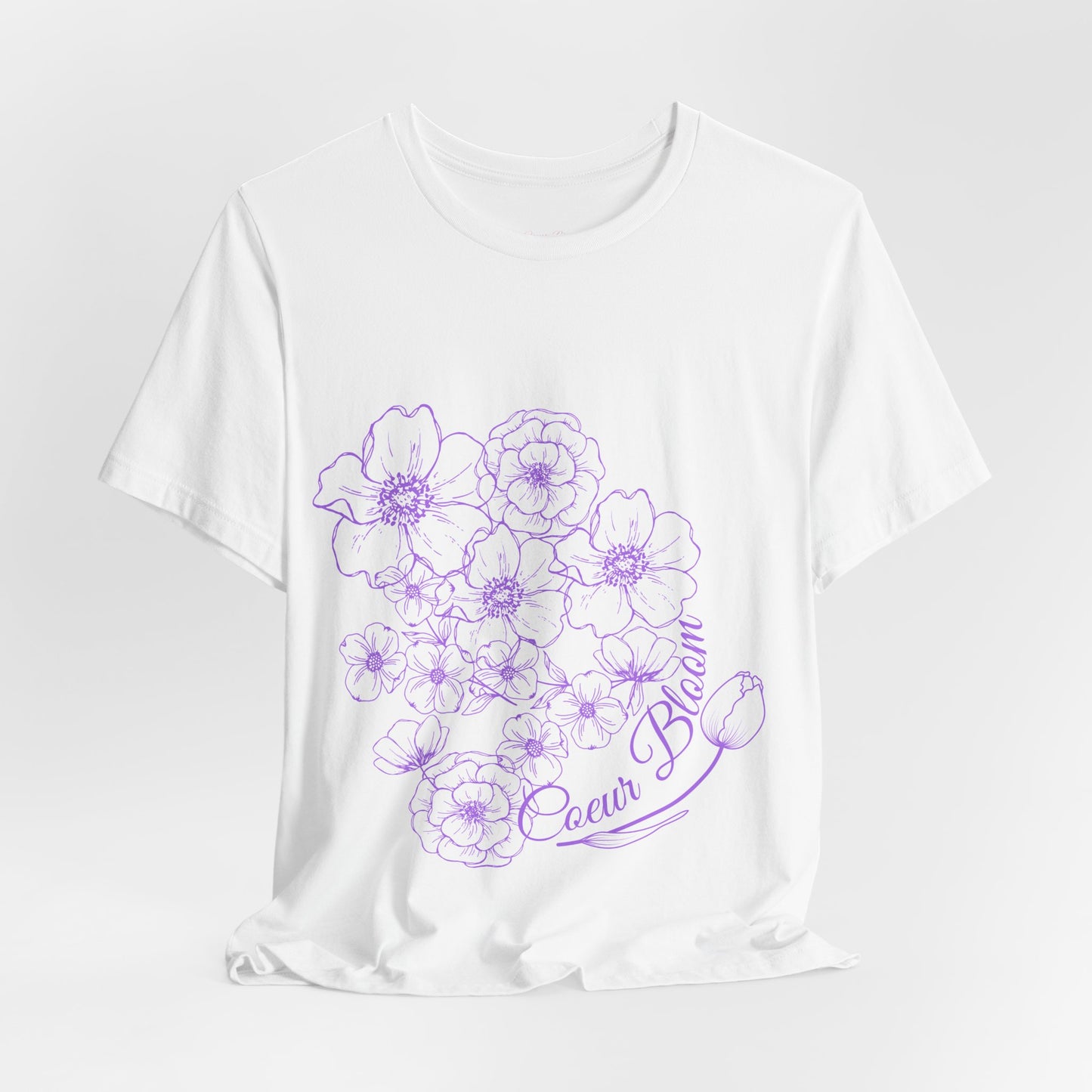 Floral "Coeur Bloom" Tee — Lavender Line Art Flower T-Shirt