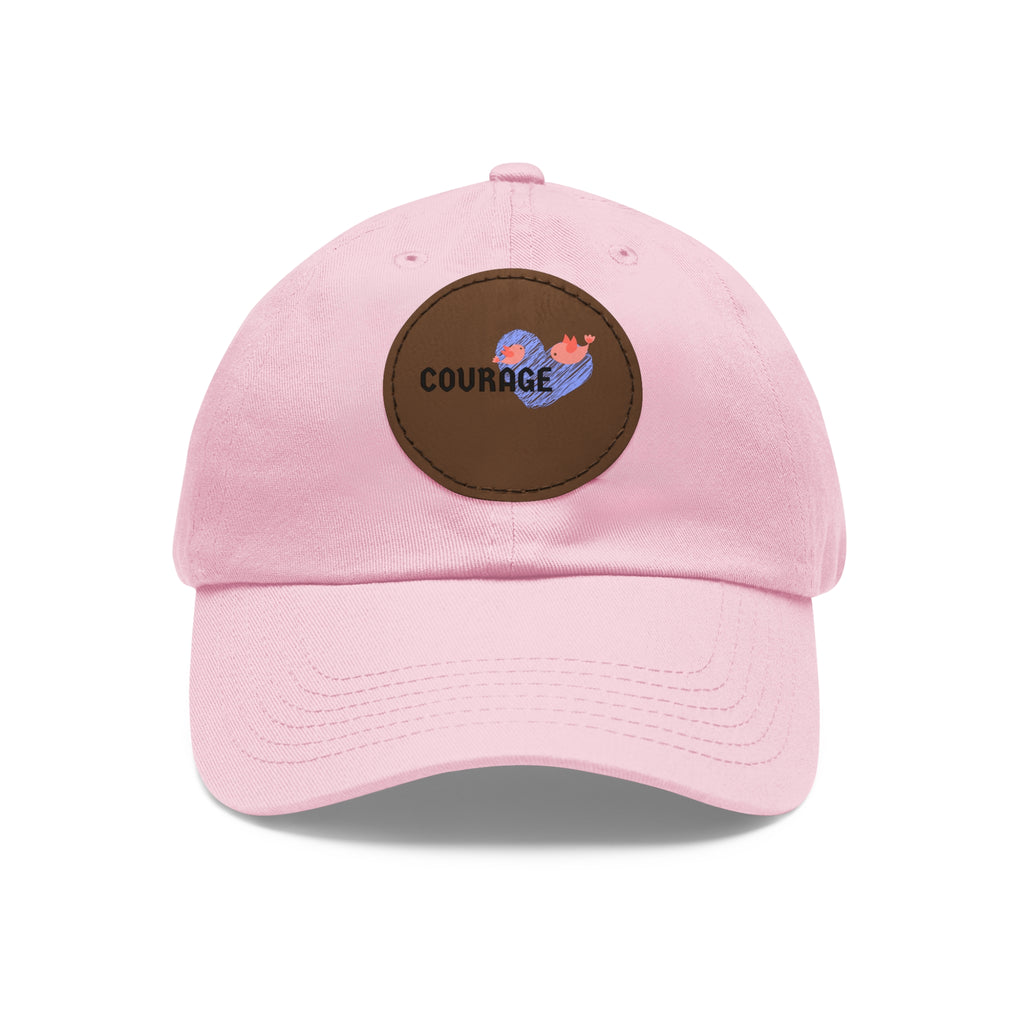 Courage Leather Patch Dad Hat — Inspirational Embroidered Whale Design