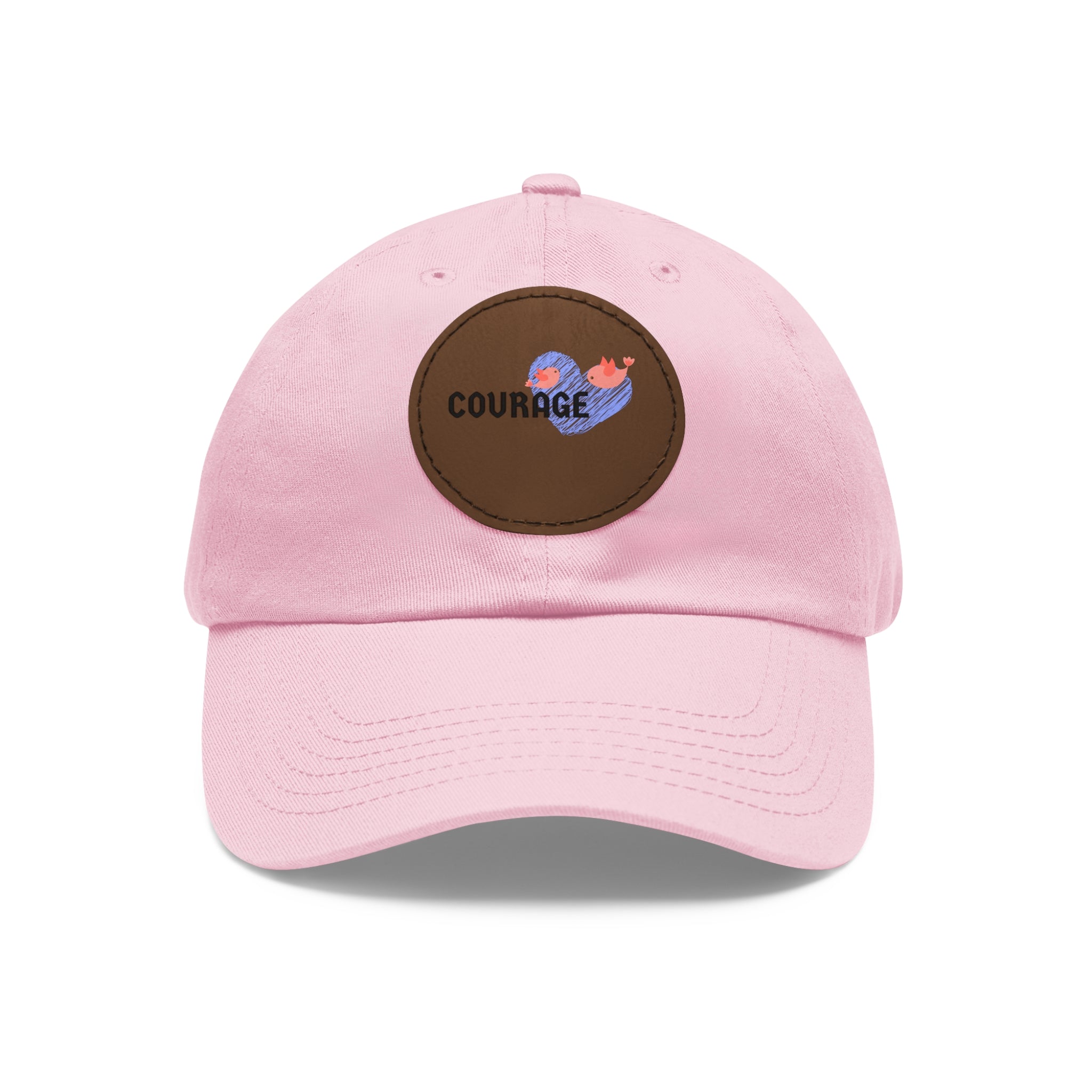 Courage Leather Patch Dad Hat — Inspirational Embroidered Whale Design