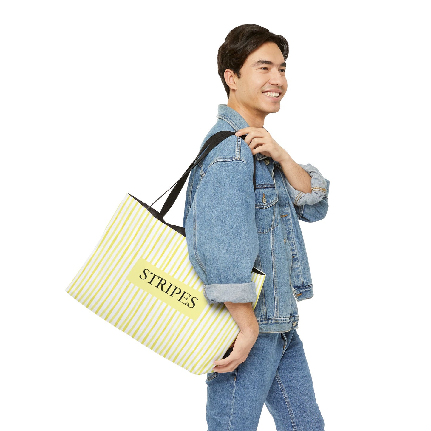 Yellow Striped Weekender Tote Bag — 'STRIPES' Beach & Travel Carryall