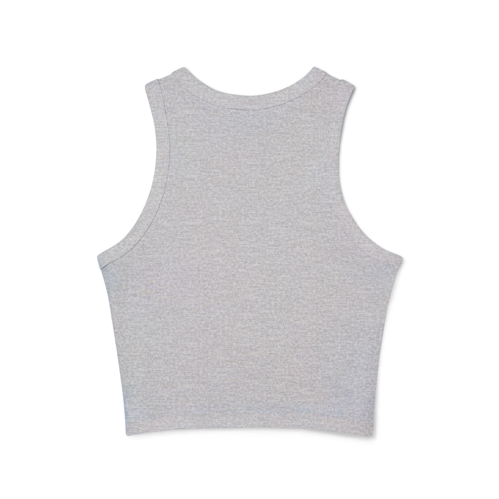 Smiley Flower Crop Tank — Cute Floral Smiley Graphic Racerback Tank