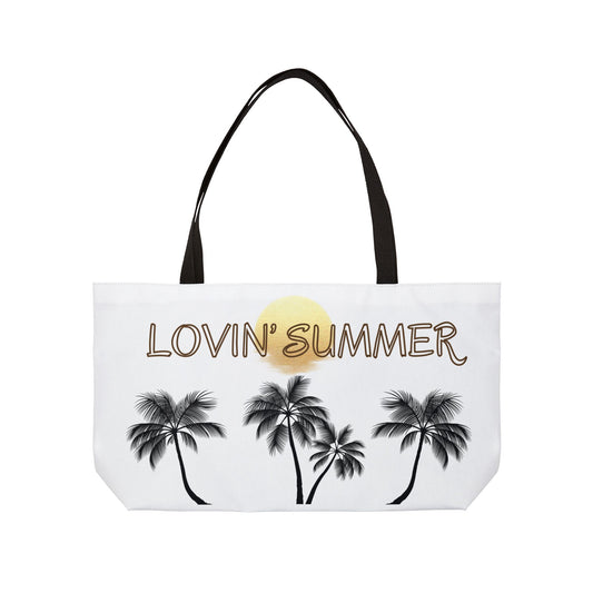 Weekender Tote Bag — "Lovin' Summer" Palm Tree Beach Tote