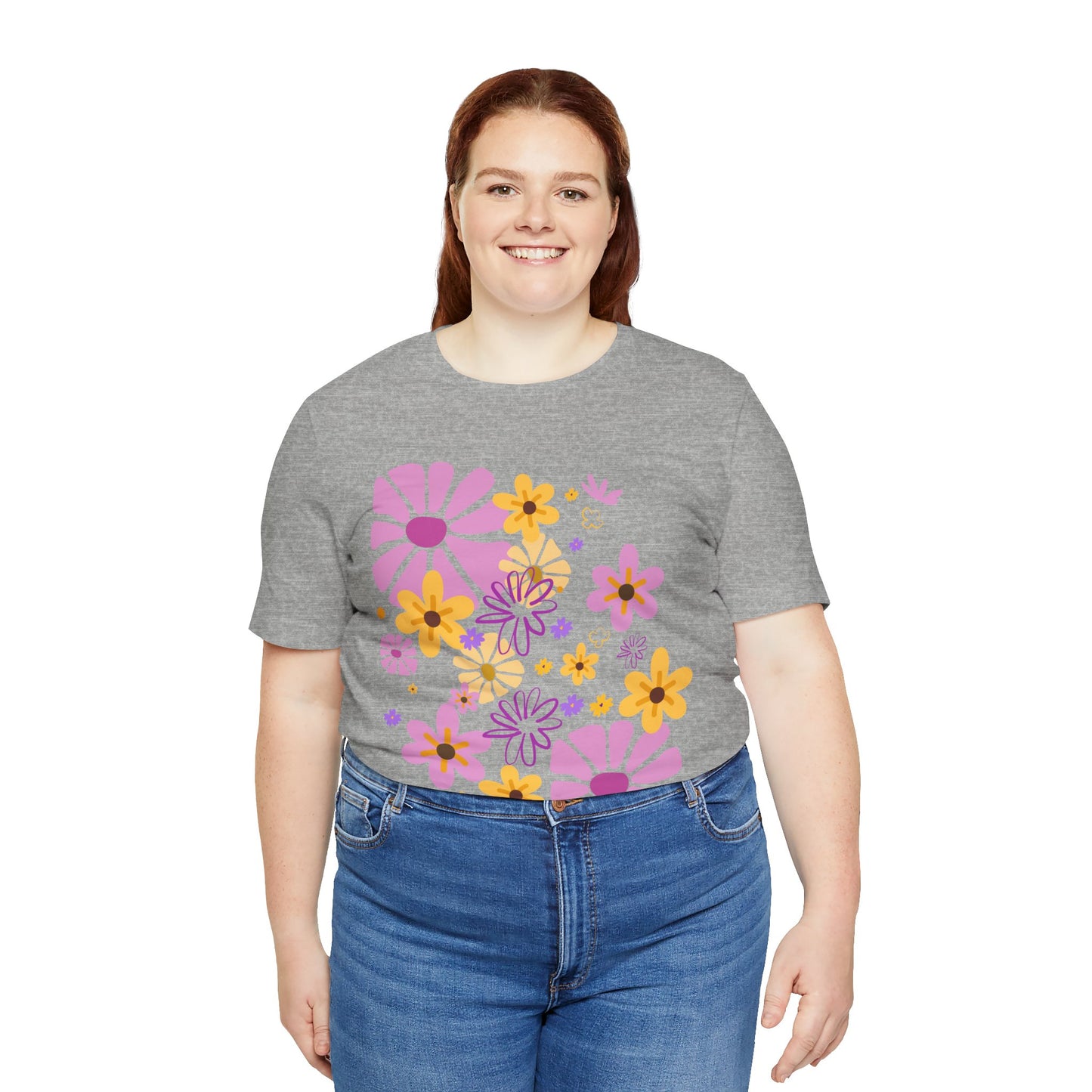 Comfortable T-shirt "Coeur Bloom" Flower Print