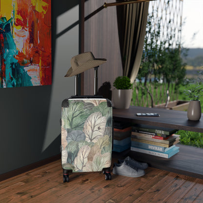 Botanical Leaves Suitcase — Green Vintage Leaf Print Luggage