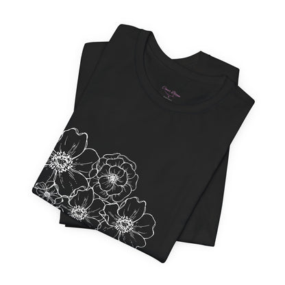Floral "Coeur Bloom" Tee — Lavender Line Art Flower T-Shirt