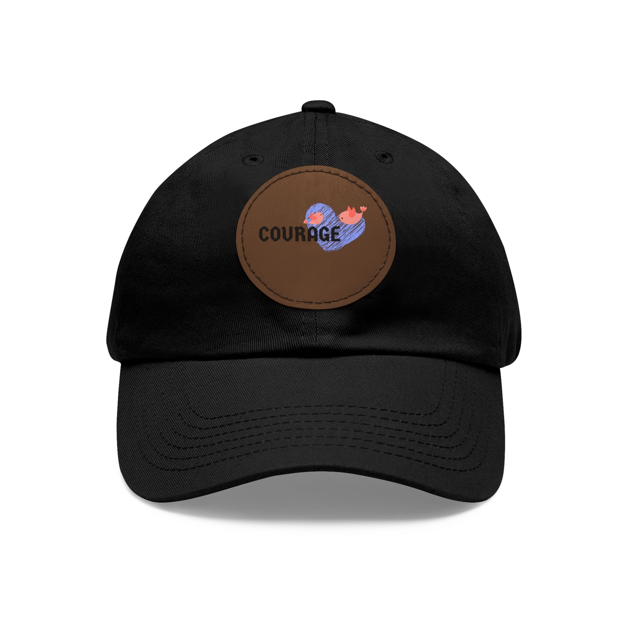 Courage Leather Patch Dad Hat — Inspirational Embroidered Whale Design