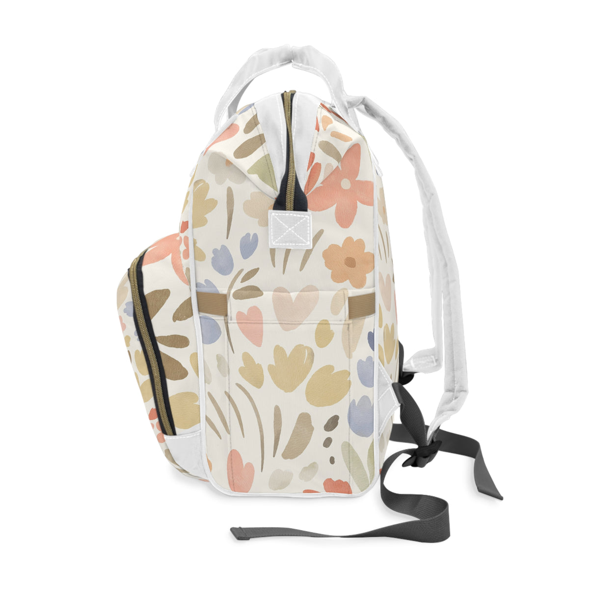 Floral Multifunctional Diaper Backpack — Pastel Garden Baby Bag with Changing Mat