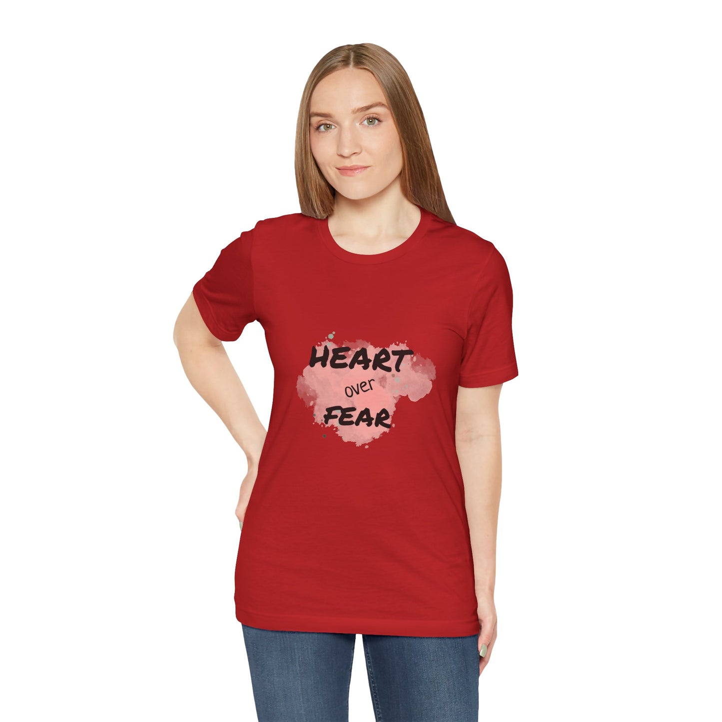 Heart Over Fear T‑Shirt — Inspirational Pink Watercolor Graphic Tee