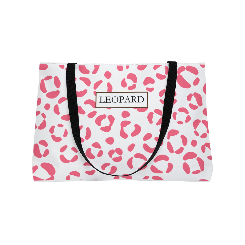 Pink Leopard Print Weekender Tote Bag — "LEOPARD" Pattern Travel Beach Bag