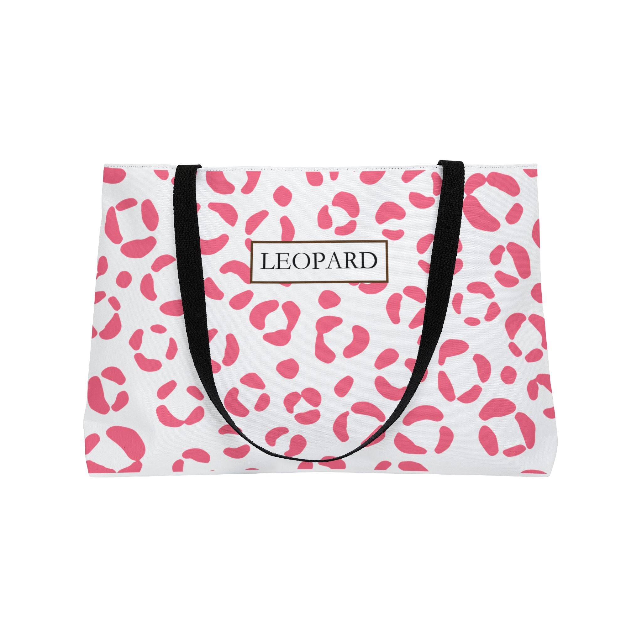 Pink Leopard Print Weekender Tote Bag — "LEOPARD" Pattern Travel Beach Bag
