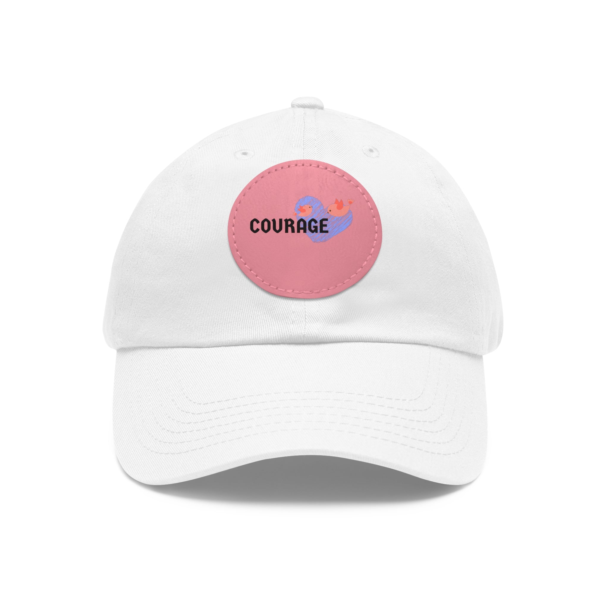Courage Leather Patch Dad Hat — Inspirational Embroidered Whale Design