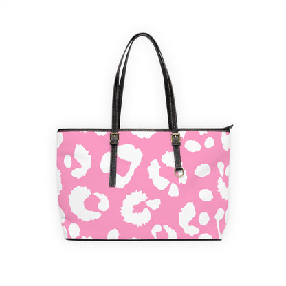 Pink Leopard Print PU Shoulder Bag — Chic Animal Print Tote
