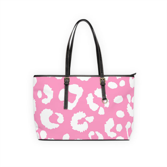 Pink Leopard Print PU Shoulder Bag — Chic Animal Print Tote