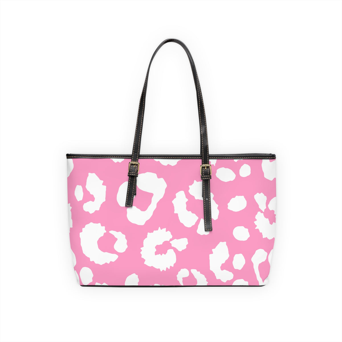 Pink Leopard Print PU Shoulder Bag — Chic Animal Print Tote