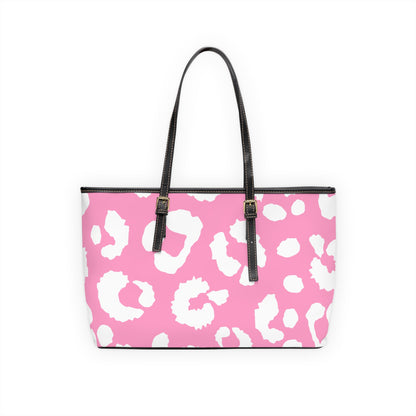 Pink Leopard Print PU Shoulder Bag — Chic Animal Print Tote