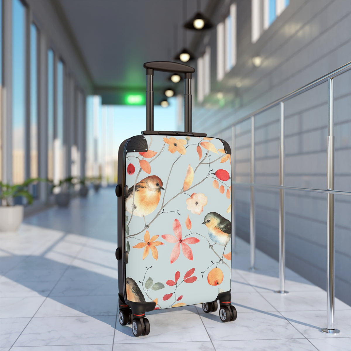 Birds & Blossoms Carry-On Suitcase — Floral Bird Pattern Travel Luggage