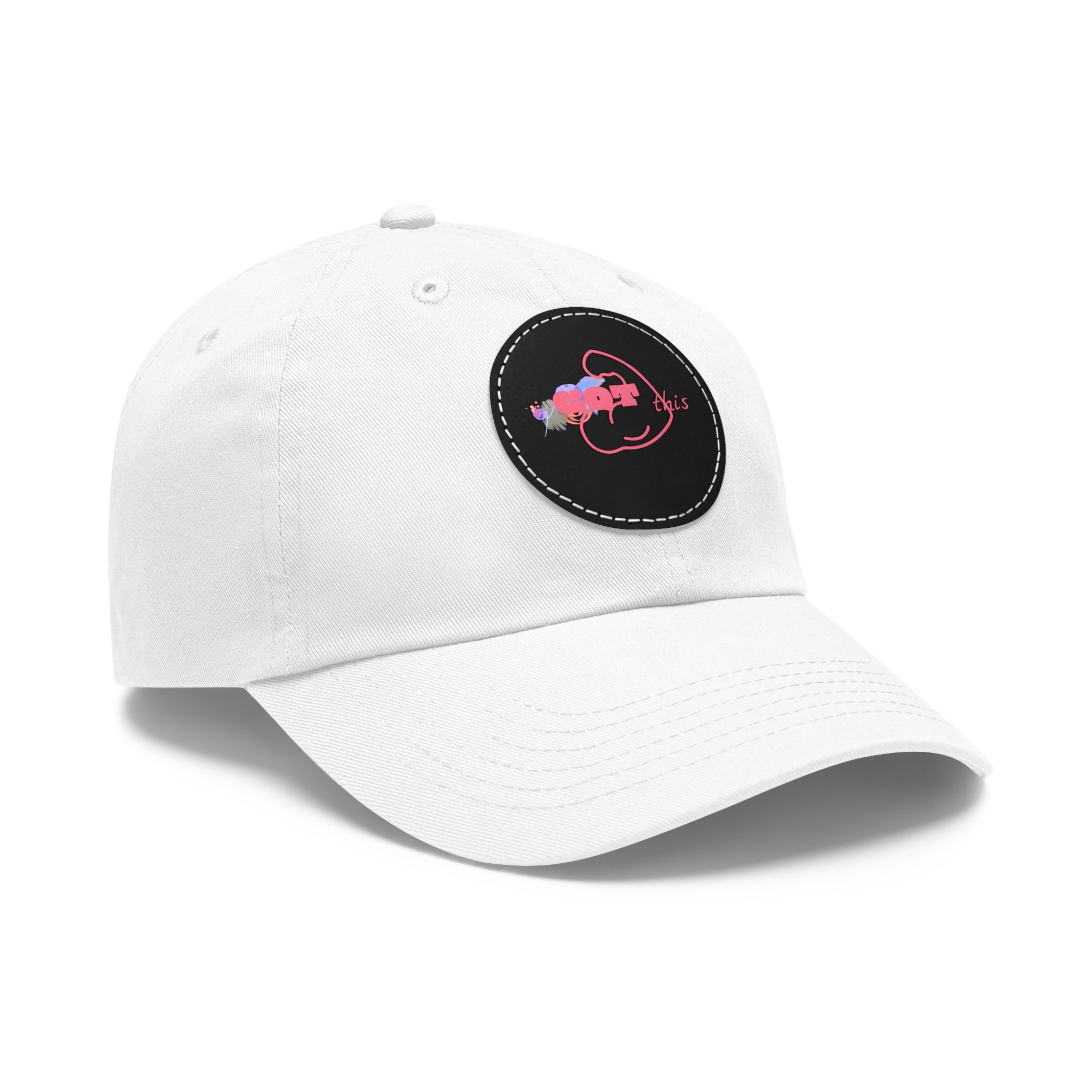 Embroidered Floral Mouse Leather Patch Dad Hat